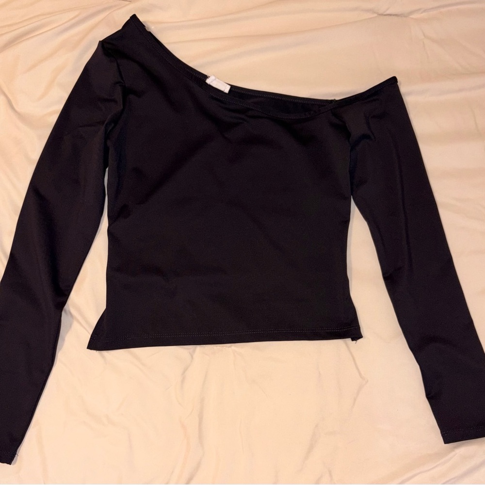 Cotton On Black Off-Shoulder Long Sleeve Top